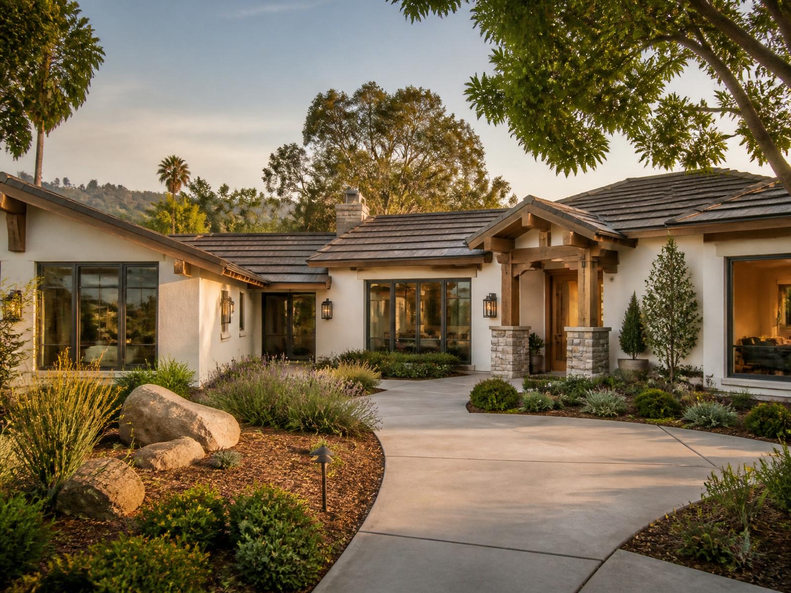 Upscale single-story California home of the type evaluated for residential care facility use